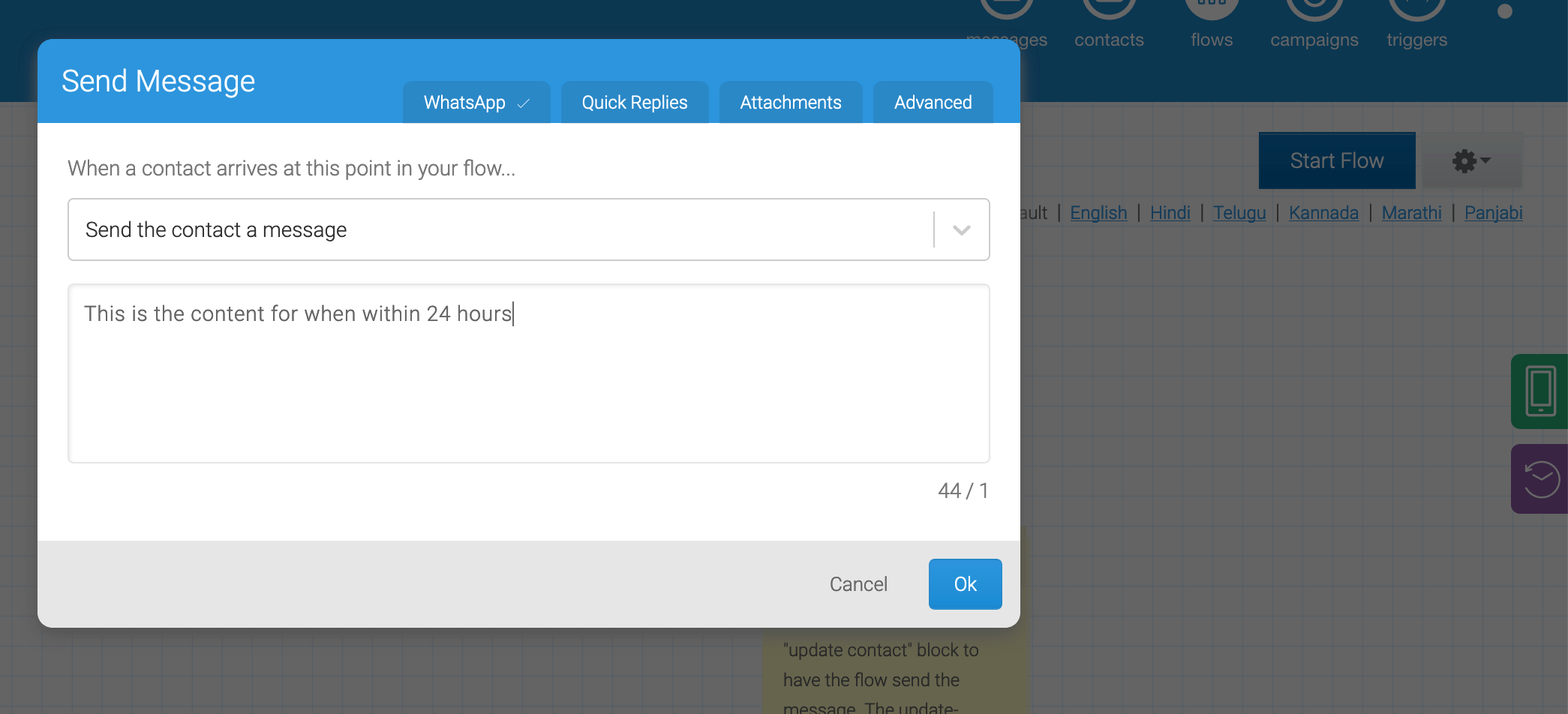 Allow WA message template placeholder values to be translatable · Issue