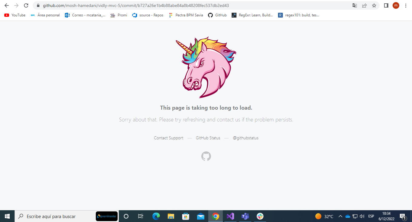 I'm trying to see a commit but it says "This page is taking too long to ...
