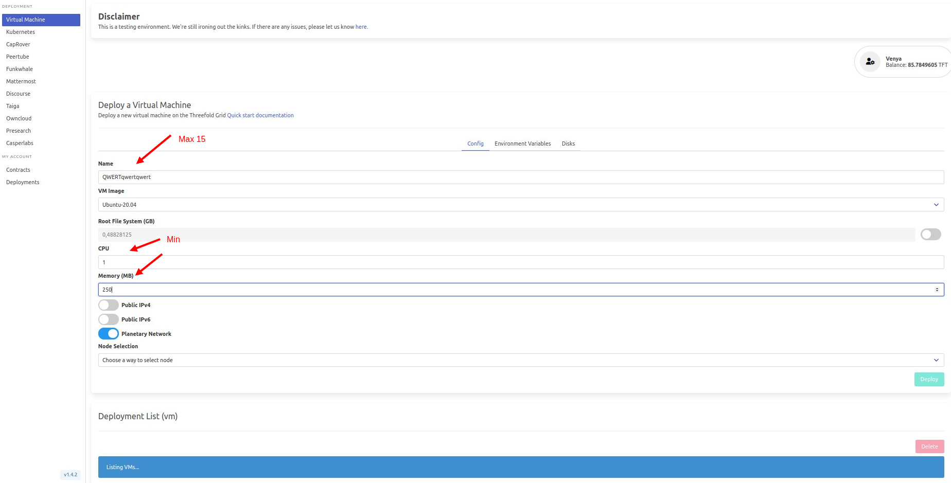 Virtual Machine Input/Configuration Validation work not correctly ...
