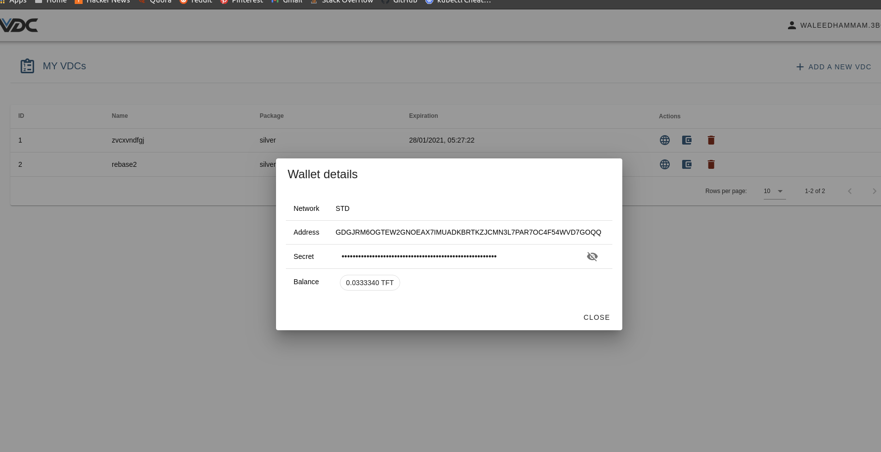Add VDC wallet info to the VDC dashboard and the deployer · Issue #1931 ...