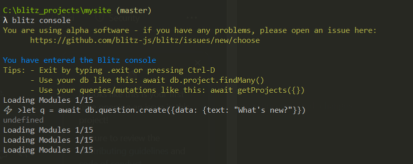 Blitz Console hangs when trying to create a question in tutorial ...