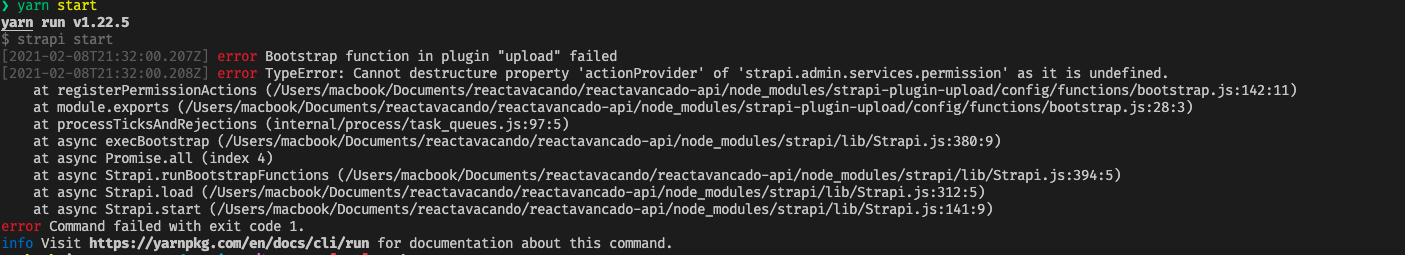 Error - "upload" failed Bootstrap · Issue #9349 · strapi/strapi · GitHub