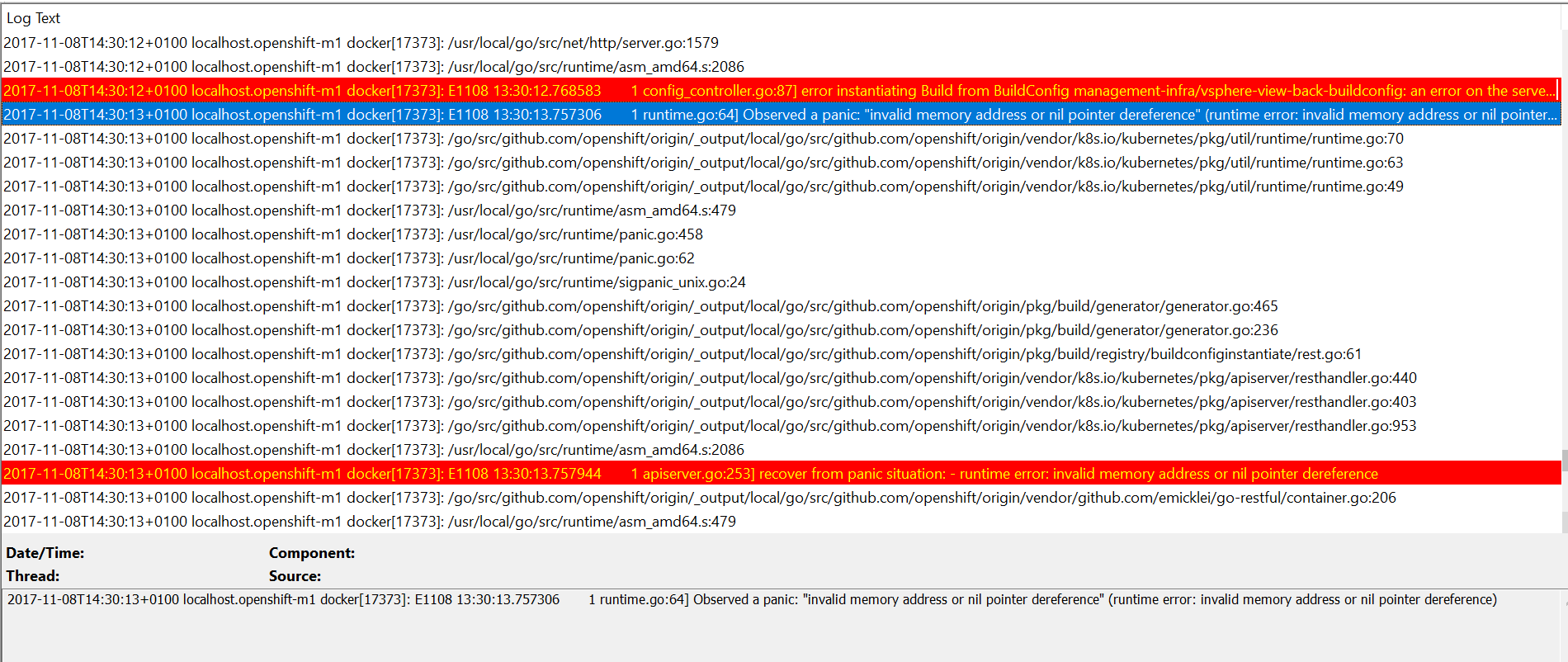 Error when I whant run a build with as source an 