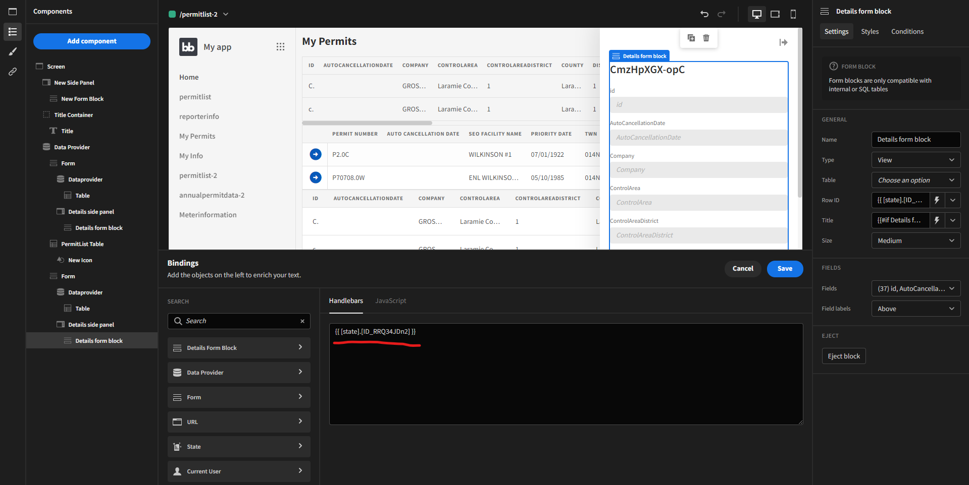 Side Panel Configuration Does Not Yield a Row · Budibase budibase