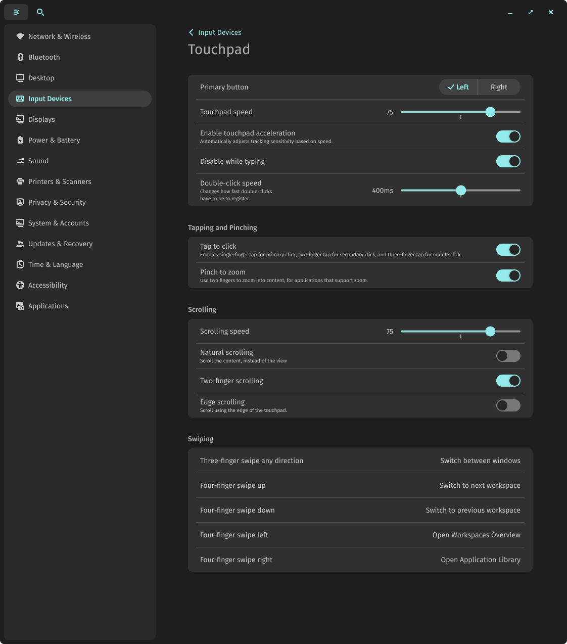 Settings input devices touchpad issue 35 pop os cosmic