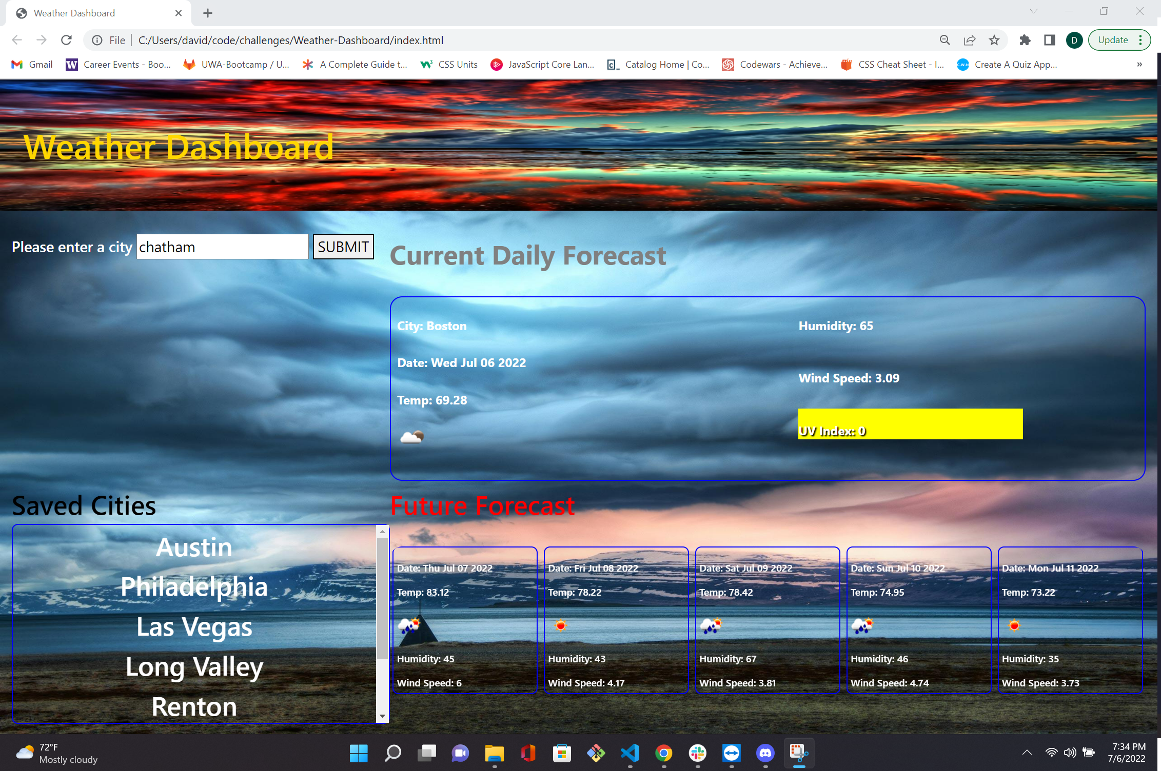 GitHub - dhruza88/Weather-Dashboard
