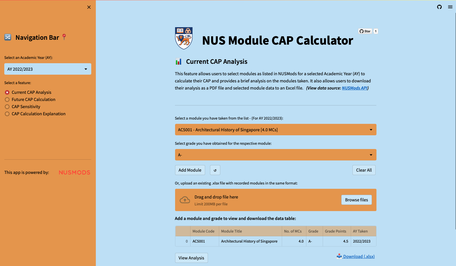 GitHub tsu2000/nus_cap_calculator A simple web app for NUS students