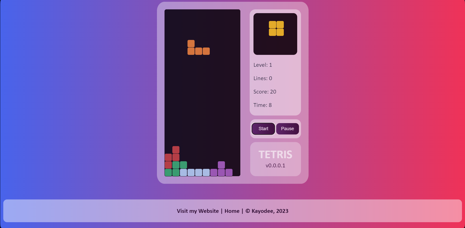 GitHub xautik/TetrisGameJavascript