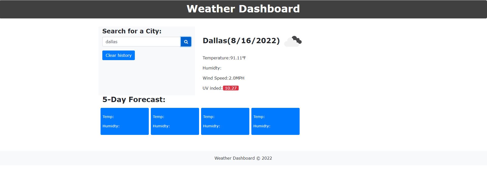 GitHub - StevenHa1163/WeatherDashboardproject: Creating a responsive ... image.
