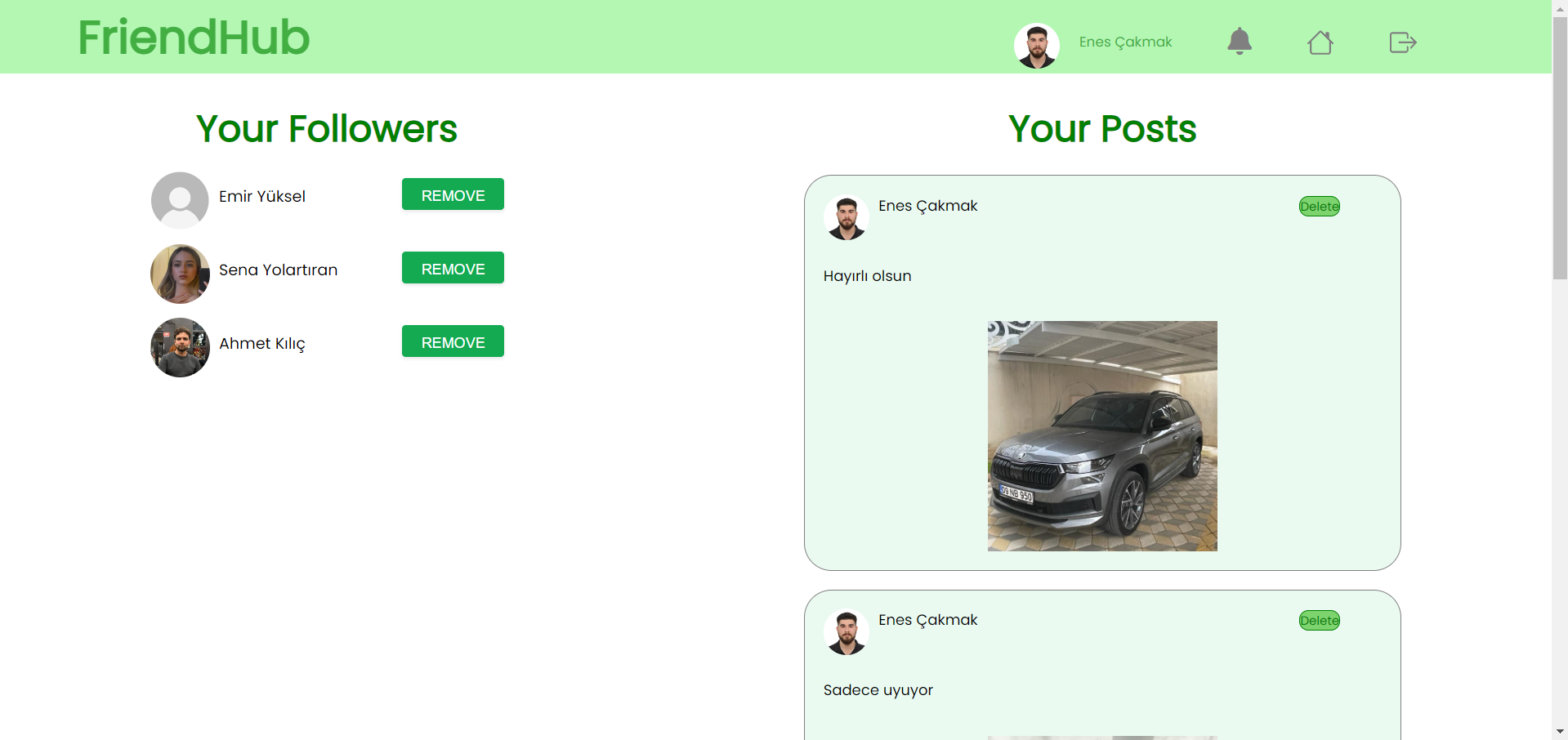 Github Cakmakenes Social Media Project