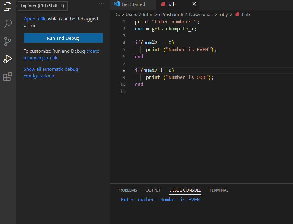 Can anyone share me how to install Ruby in VS Code (Windows) step by