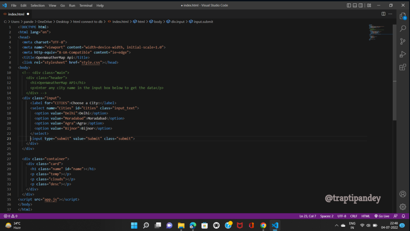 Weather Report Coding GitHub - TriptiPandey0012/Weather-Report