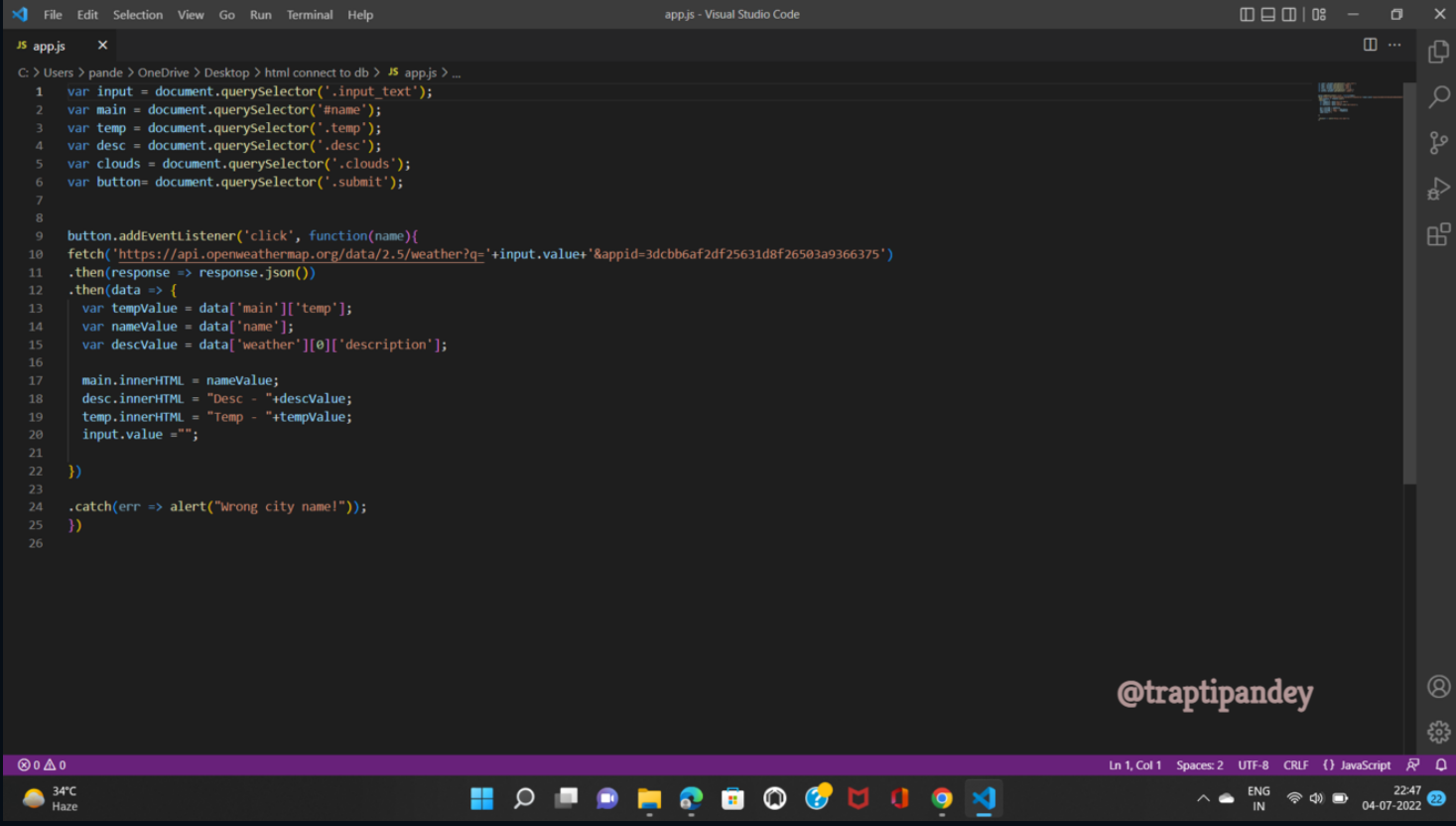 GitHub - TriptiPandey0012/Weather-Report