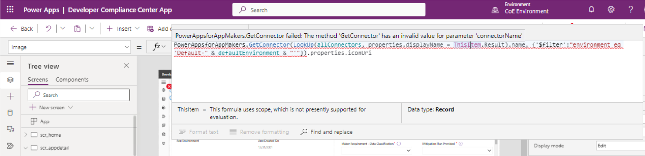 [CoE Starter Kit - QUESTION] Developer Compliance Center App error ...