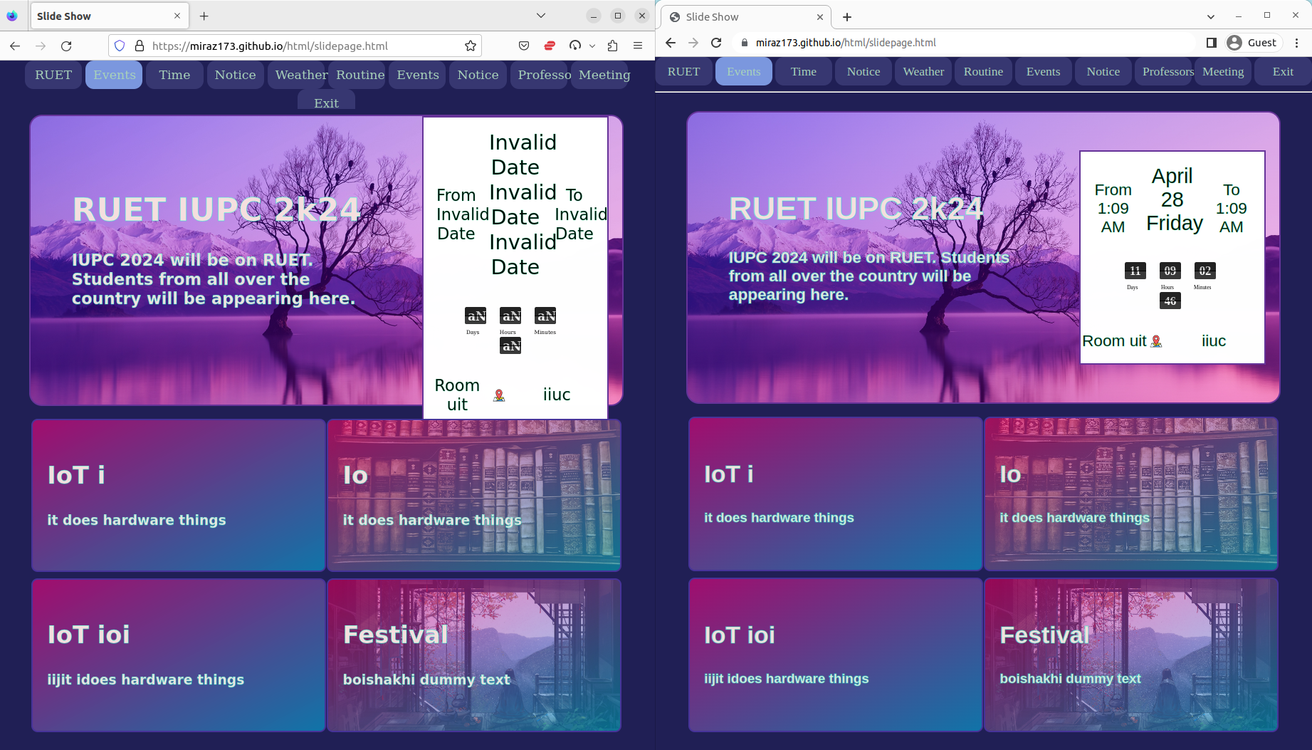 miraz173.github.io - invalid date on the "Events" category · Issue ...
