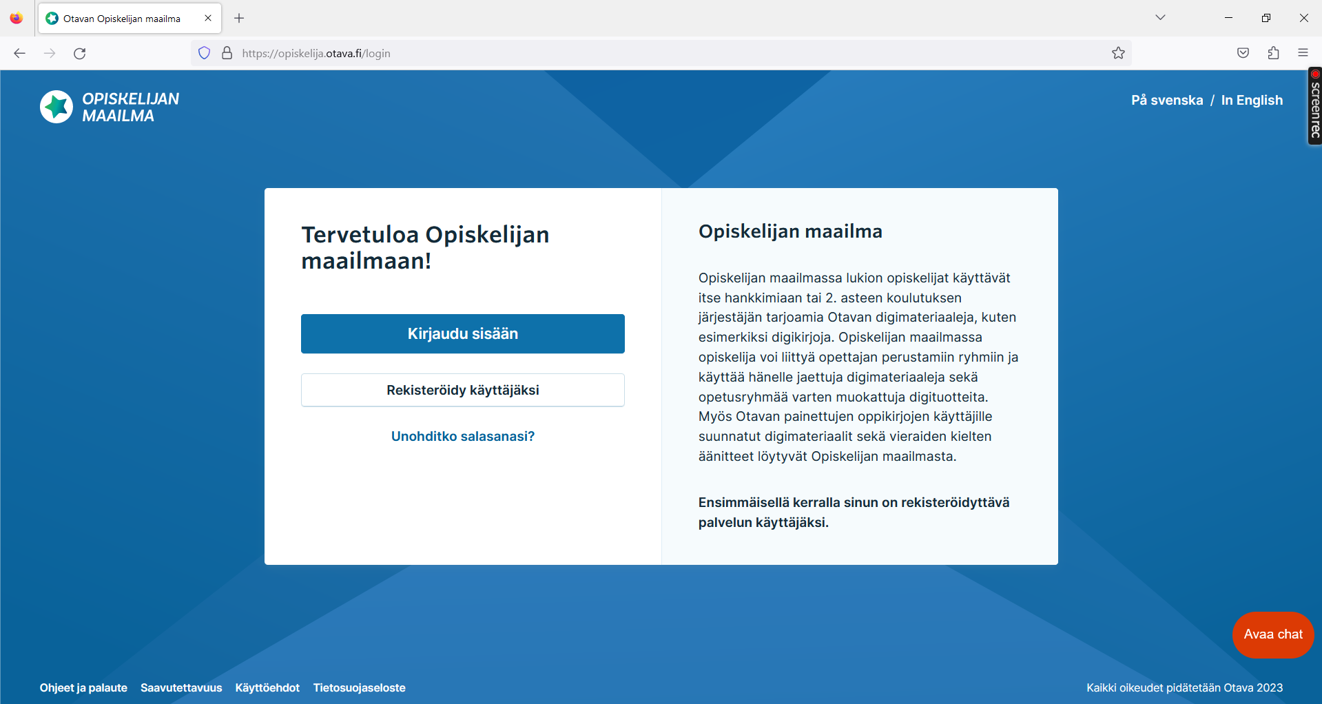 opiskelija.otava.fi site is not usable · Issue 120336 ·