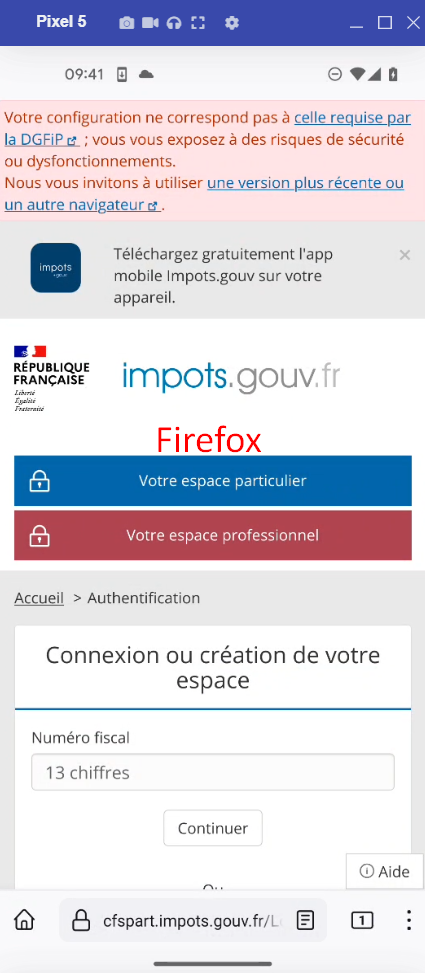 Cfspart impots gouv fr Firefox Is Not A Supported Browser Issue 