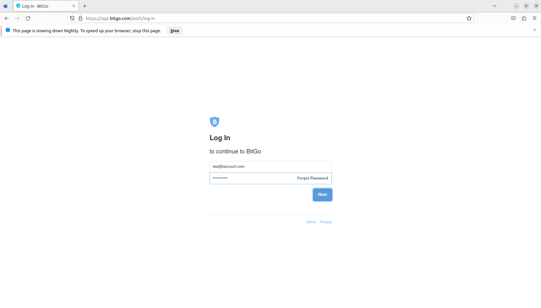 app.bitgo.com - Page becomes unresponsive/browser slowed down when ...