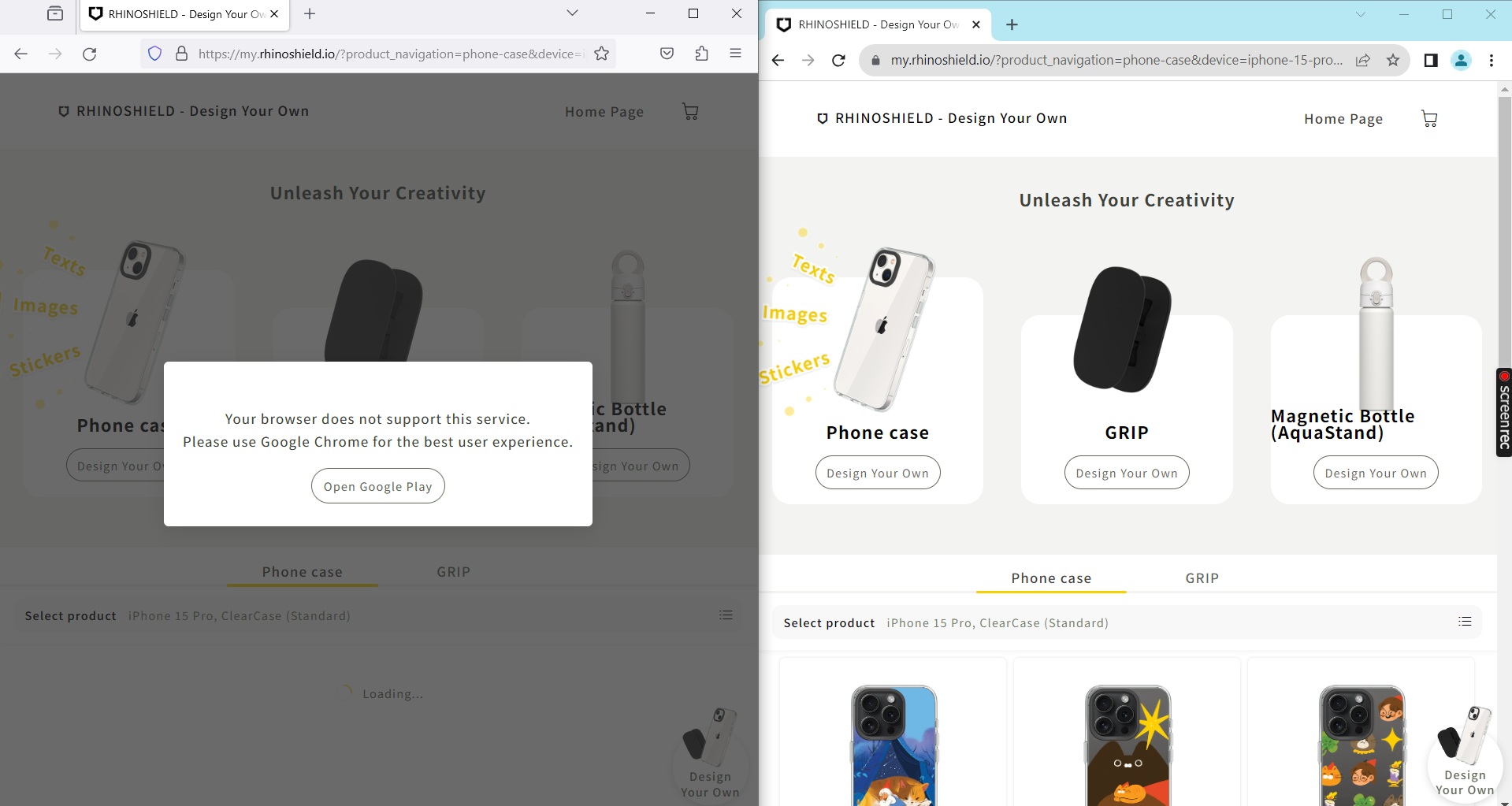 rhinoshield.io Firefox is not a supported browser · Issue 127899
