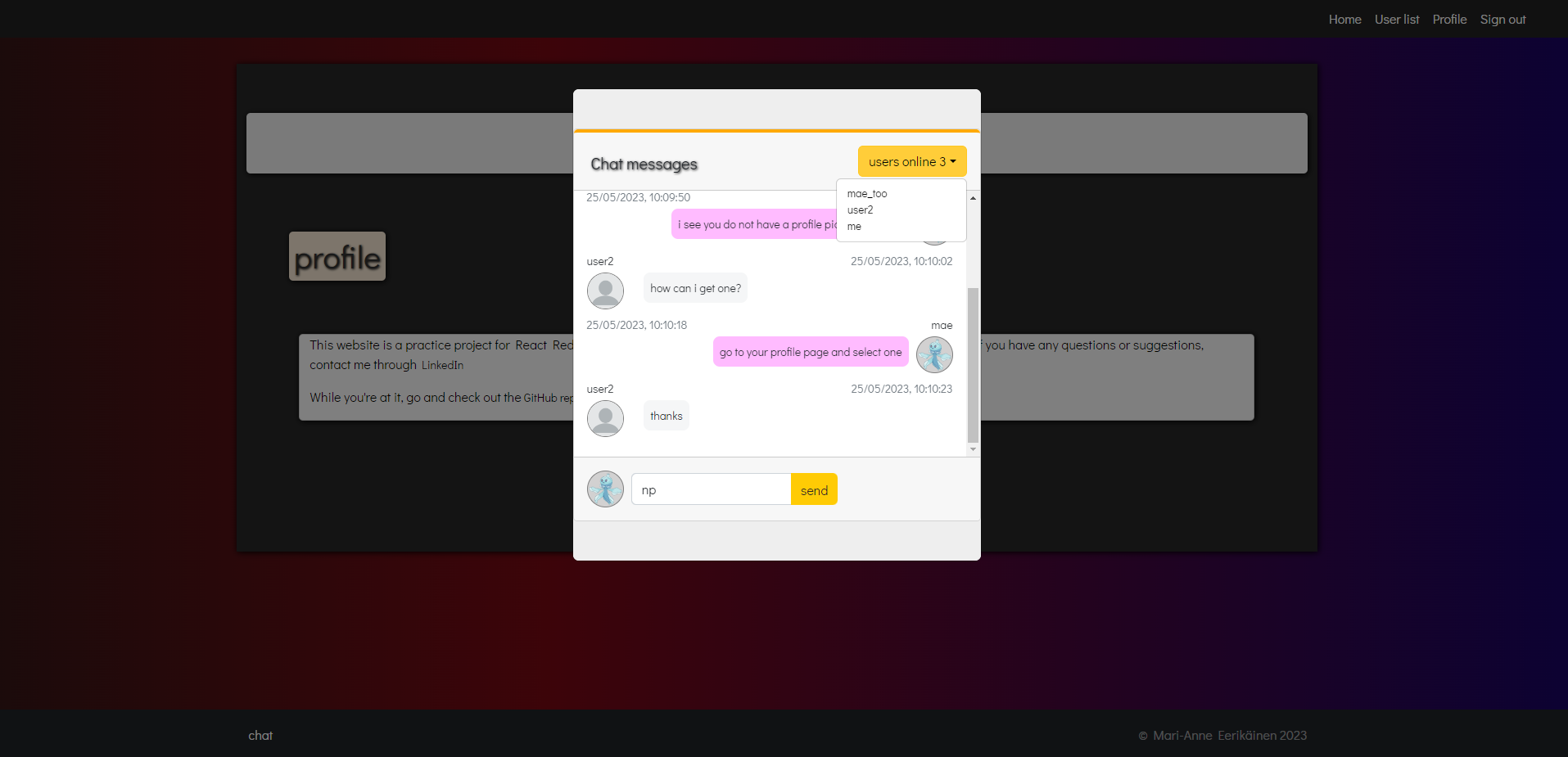 Github Maeeri Chat App