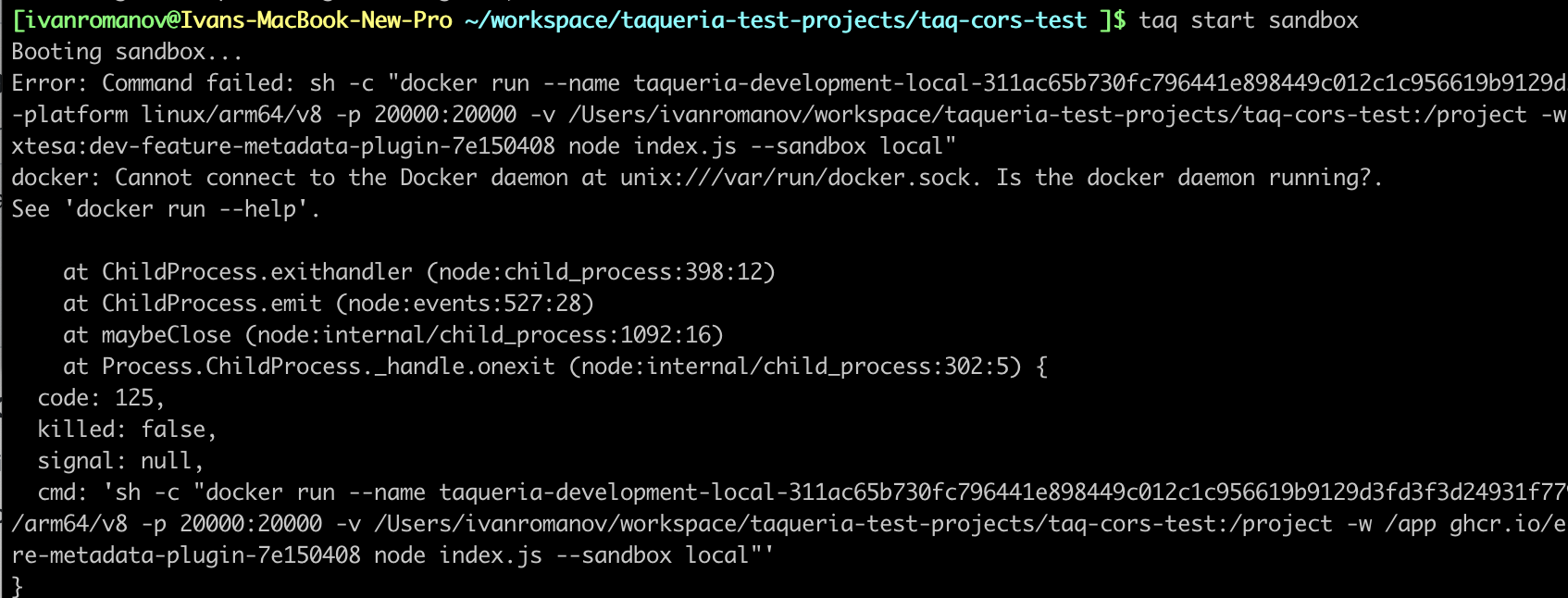 [Bug]: Improve error message for issue when docker is not started ...