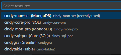 Show all database accounts (SQL, MongoDB, Graph, Table) in the list ...