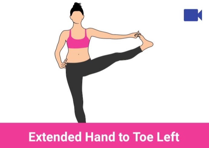 extended hand to toe left