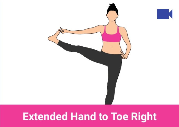 extended hand to toe right