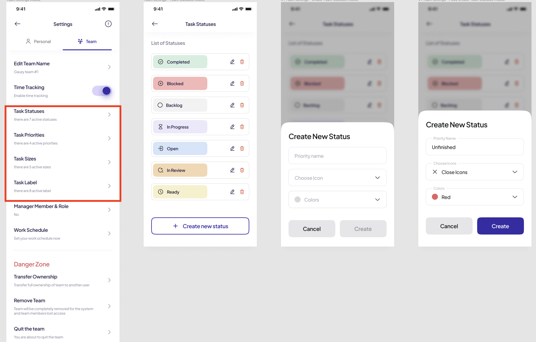 Settings menu / Team - Manager should be able to create / edit ...