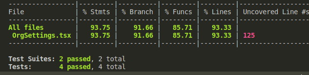 Code Coverage: Create tests for OrgSettings.tsx · Issue #396 ...