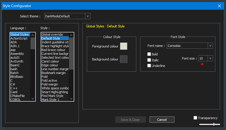 In Style Configurator / Global Styles / Global override and Default ...