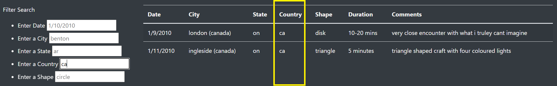 GitHub - dcferg13/UFOs: building a dynamic table using data stored in a ...