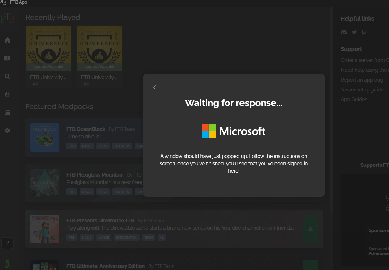 [Bug]: App will not sign me in · Issue #606 · FTBTeam/FTB-App · GitHub
