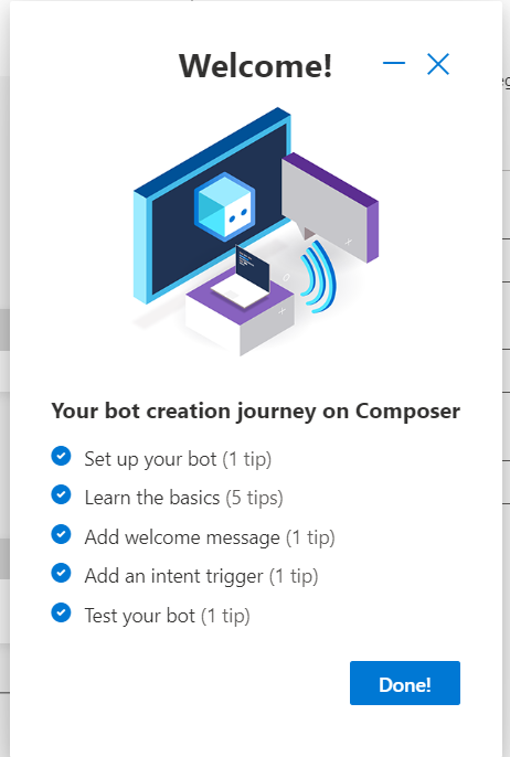 The Welcome bot creation journey tip is a bit overwhelming for new user ...