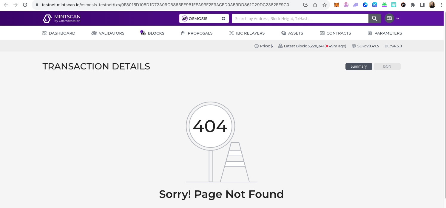 [QA] Link to MintScan opens error page · Issue 1129 · wormhole