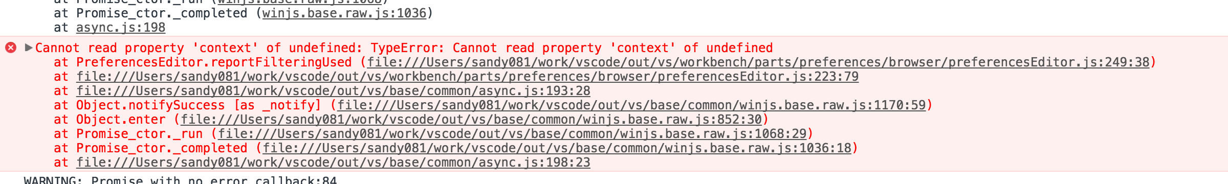 Error while searching settings · Issue #38608 · microsoft/vscode · GitHub