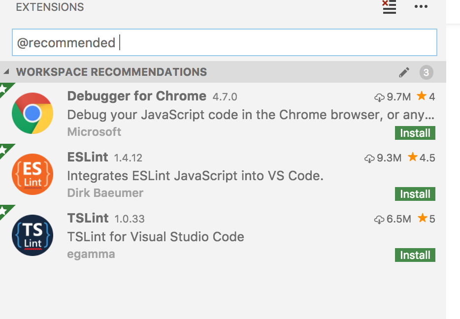 Install All button is missing in Workspace Recommended Sections view ...