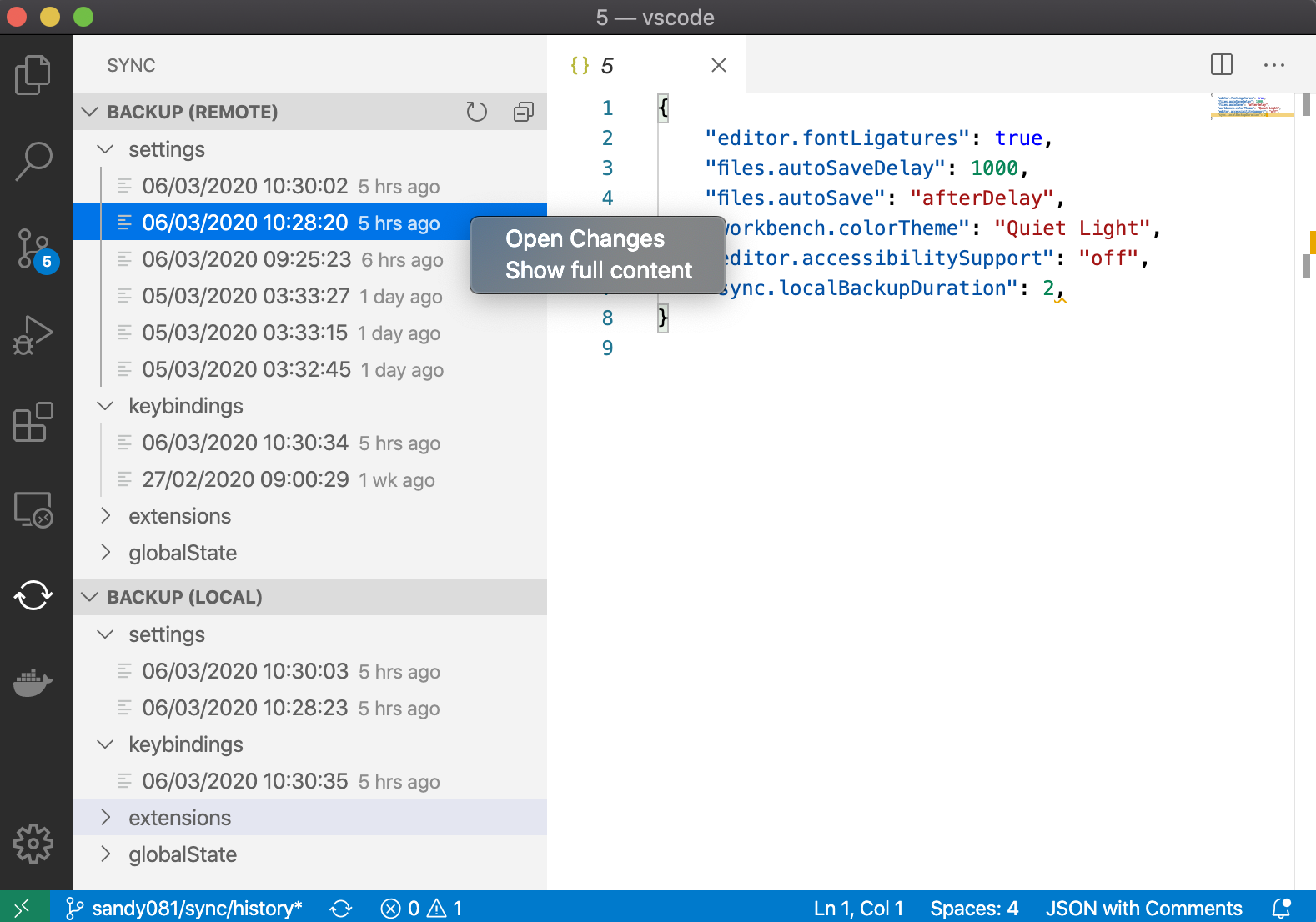 Settings sync history command · Issue 85619 · microsoft/vscode · GitHub