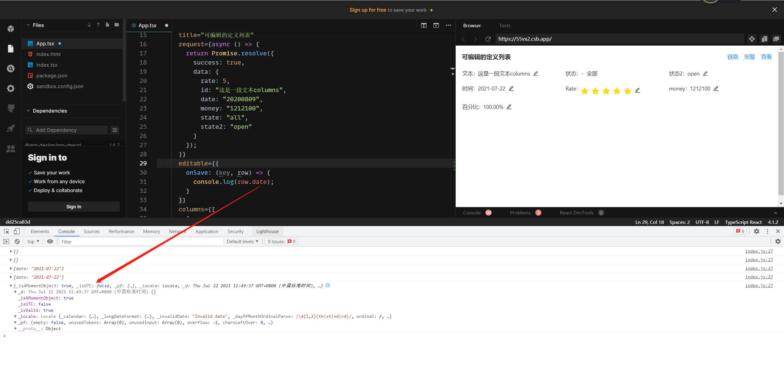 🧐[问题]valueType='date'时，edit之后，onSave里取到的日期字段是moment对象嘛？ · Issue #3256 ...