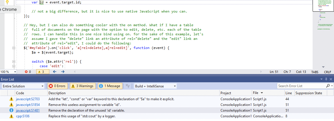 Error List Display Error List displays a empty line if the span of the selected issue is ...