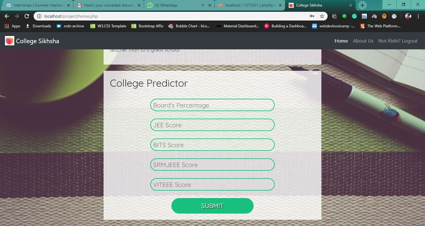 GitHub - samriddhsingh04/Online-College-Predictor-Website: College ...