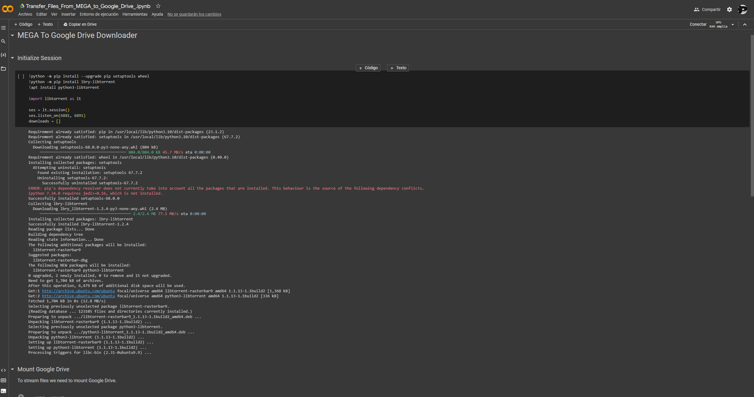 Unable to connect to service error=2 · Issue 3883 · googlecolab