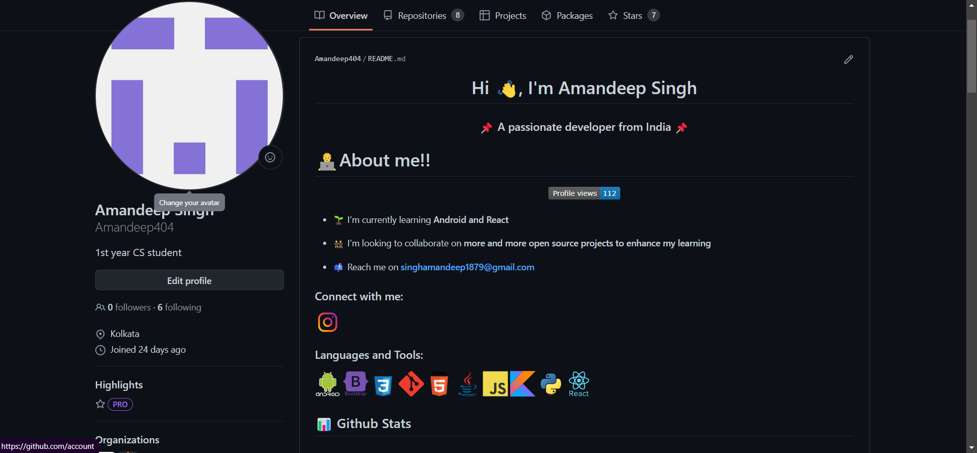 Amandeep Singh · Issue #1227 · EddieHubCommunity/awesome-github ...