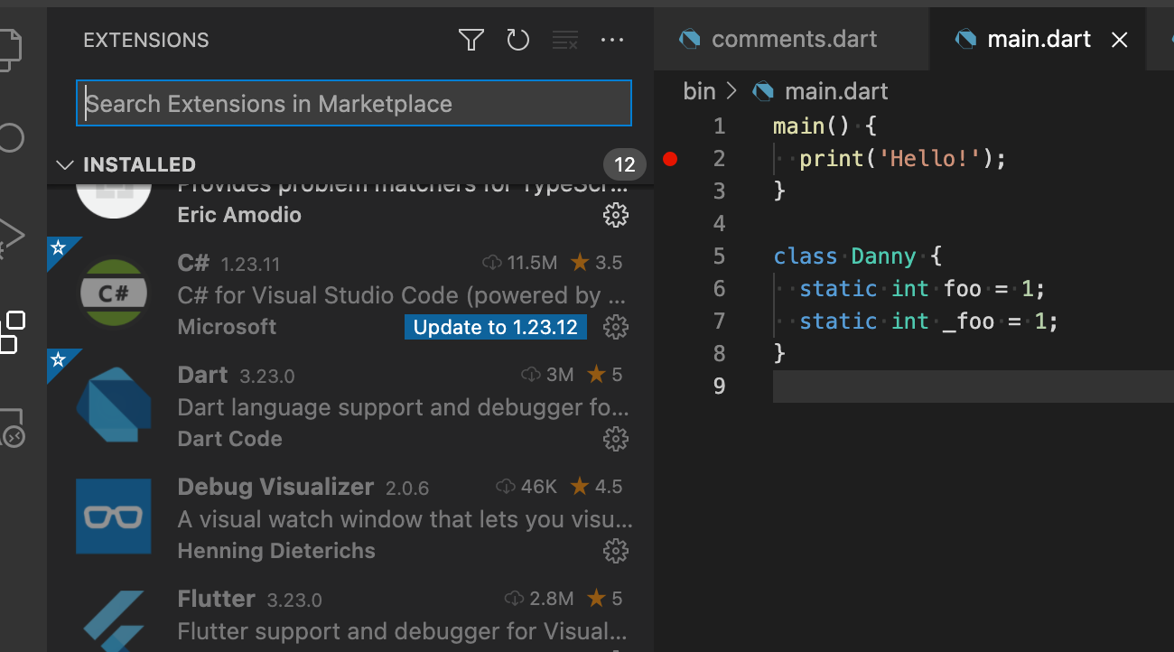 Add basic language support for Dart · Issue 124342 · microsoft/vscode