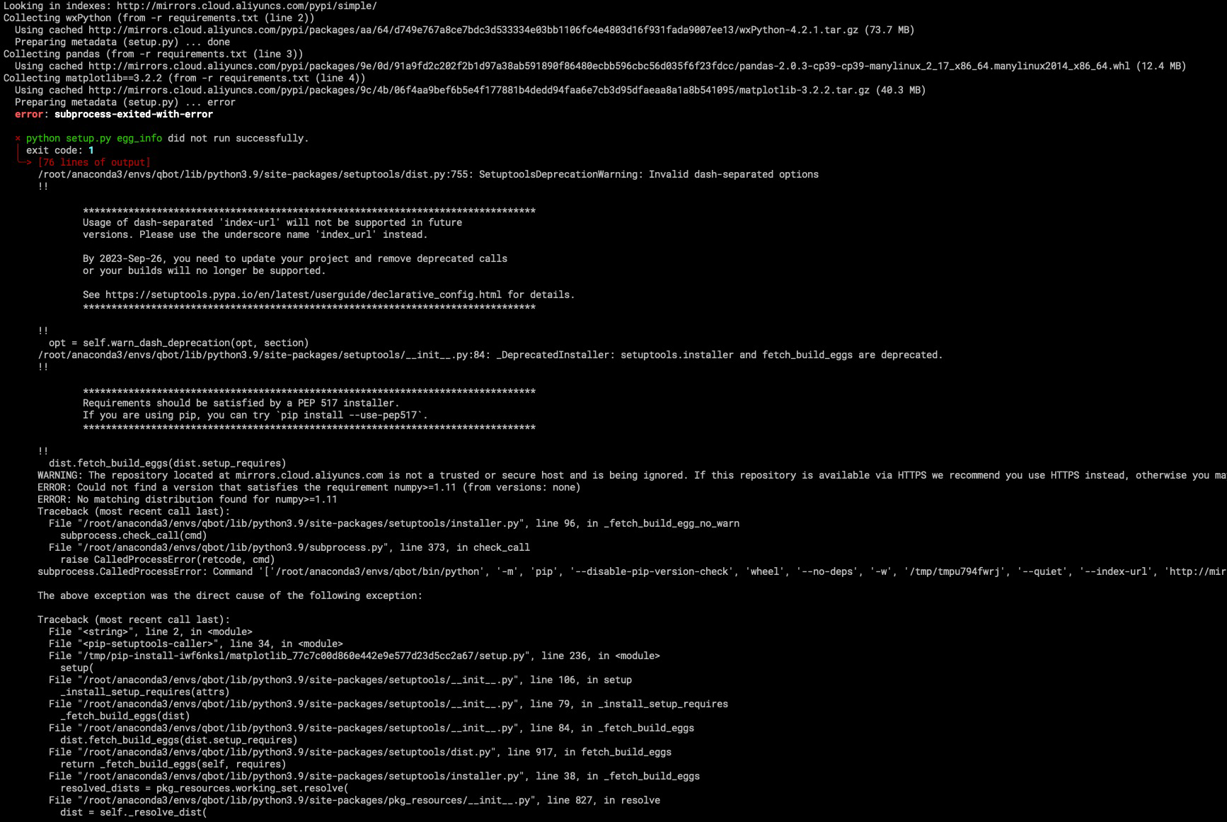 SetuptoolsDeprecationWarning Invalid dashseparated options · Issue