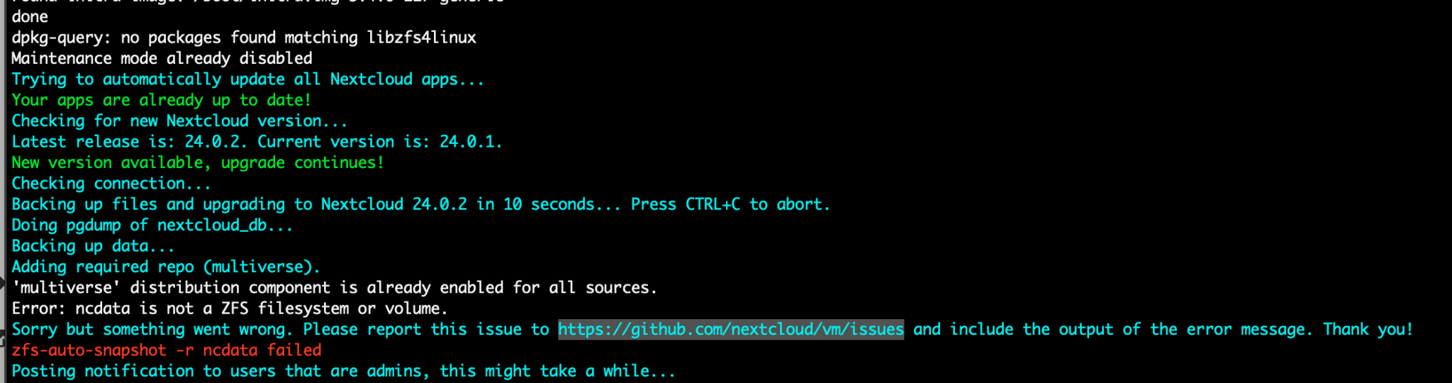 zfs volume issue · Issue #2354 · nextcloud/vm · GitHub