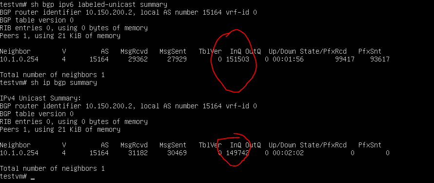 FRR_InQ not clearing fast