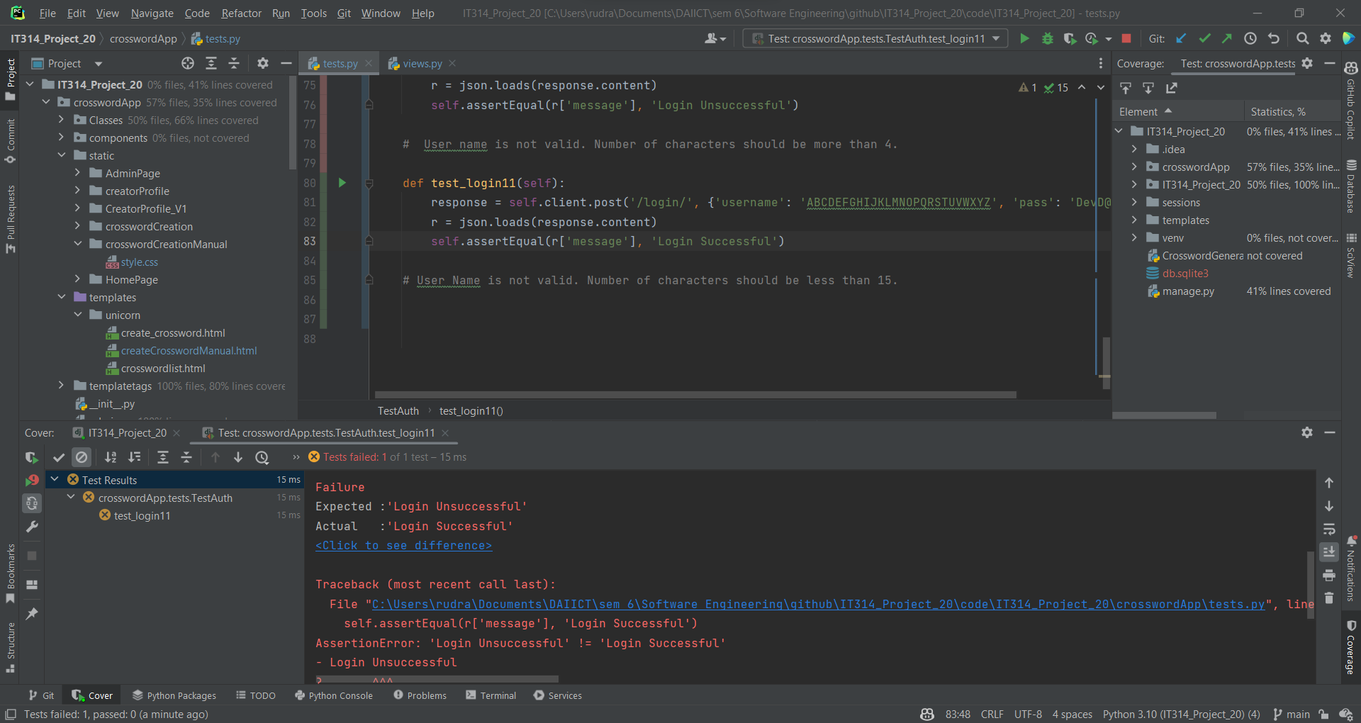 GitHub - Rudra3012/Lab-8_Group20: Python Unit Testing of login module