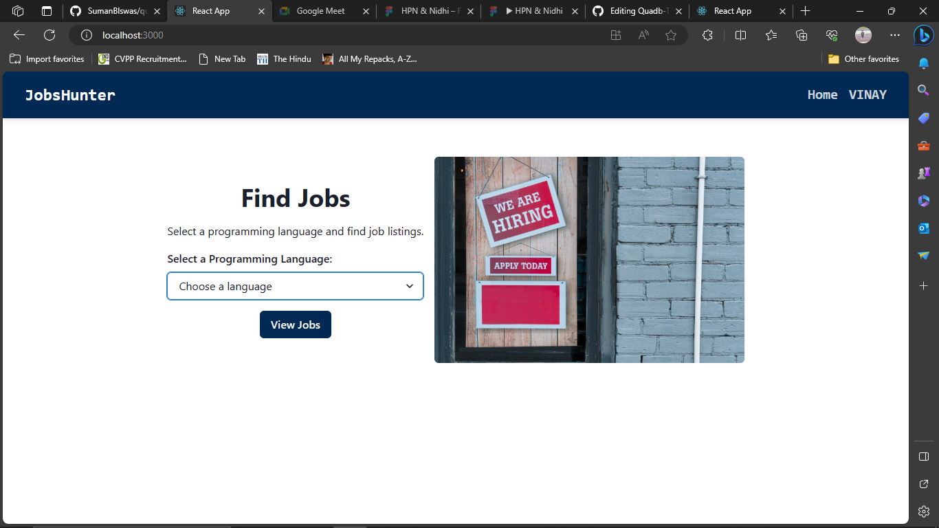 GitHub VinayRinait/QuadbTech_assignment Job Hunter Application