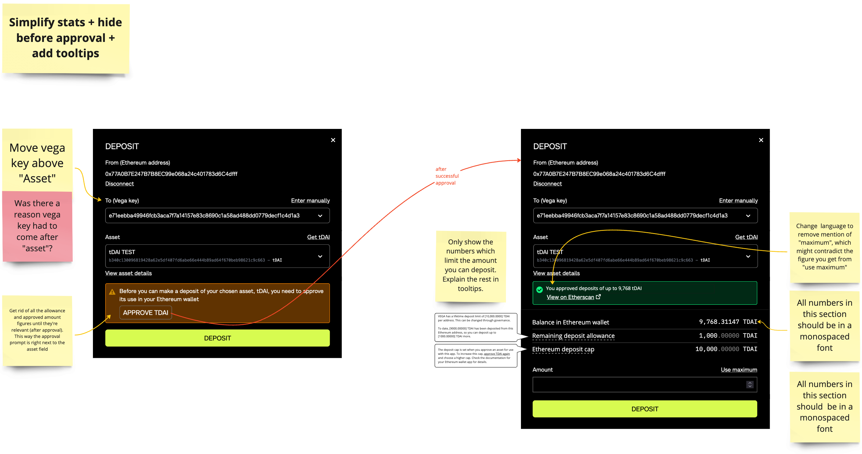 Improve UX surrounding deposit balances, allowances and limits · Issue ...